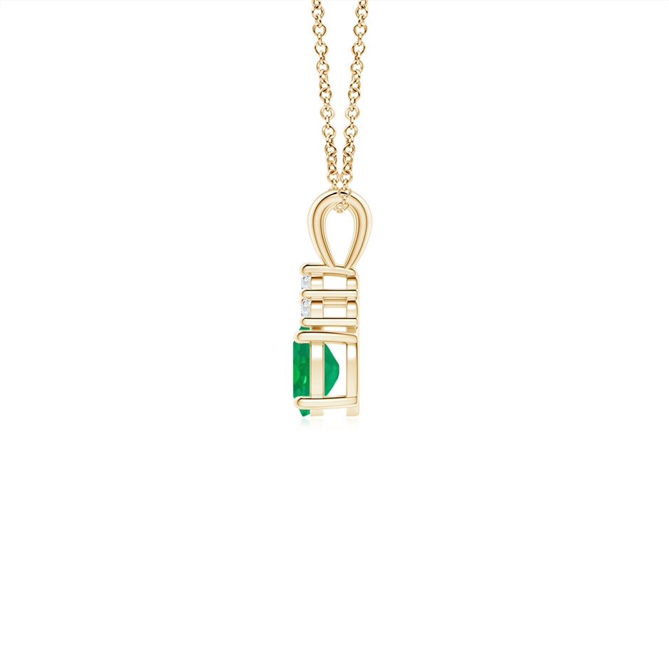 5x4mm AA Oval Emerald Solitaire Pendant with Trio Diamond in Yellow Gold side 199
