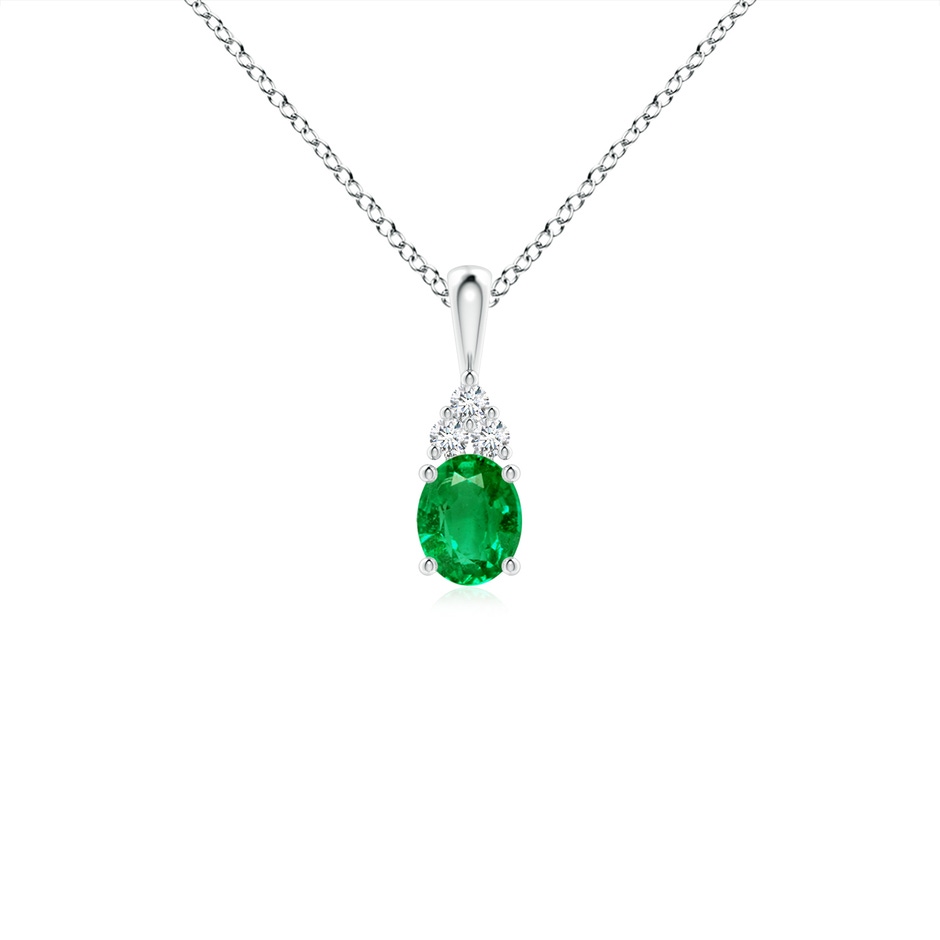 5x4mm AAA Oval Emerald Solitaire Pendant with Trio Diamond in P950 Platinum 