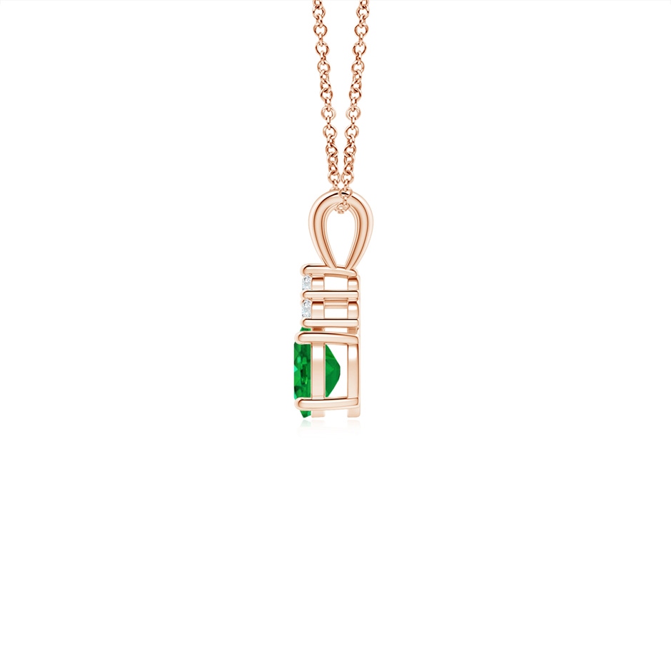 5x4mm AAA Oval Emerald Solitaire Pendant with Trio Diamond in Rose Gold side 199