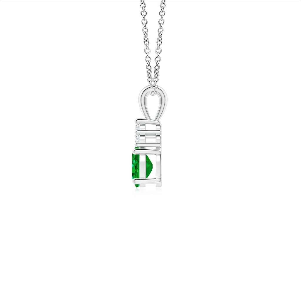 5x4mm AAAA Oval Emerald Solitaire Pendant with Trio Diamond in S999 Silver - side 199