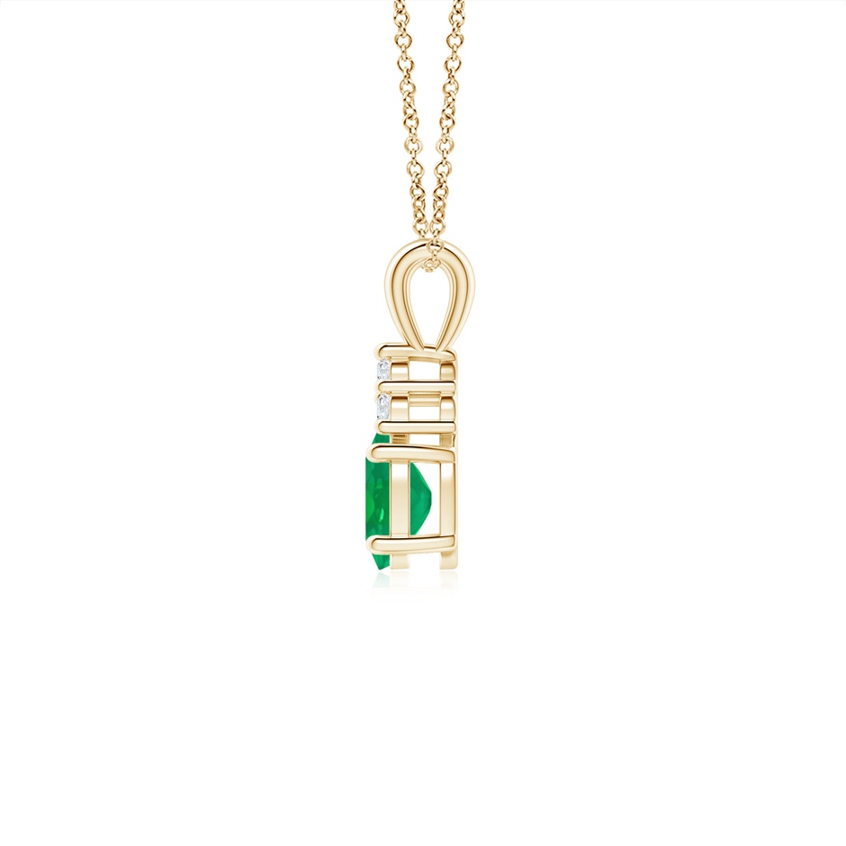6x4mm AA Oval Emerald Solitaire Pendant with Trio Diamond in Yellow Gold side 199