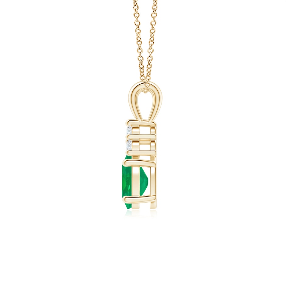 7x5mm AA Oval Emerald Solitaire Pendant with Trio Diamond in Yellow Gold side 199