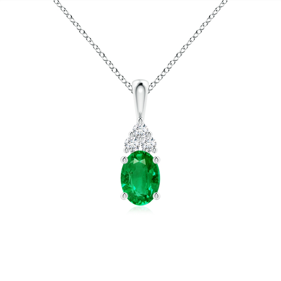 7x5mm AAA Oval Emerald Solitaire Pendant with Trio Diamond in P950 Platinum 