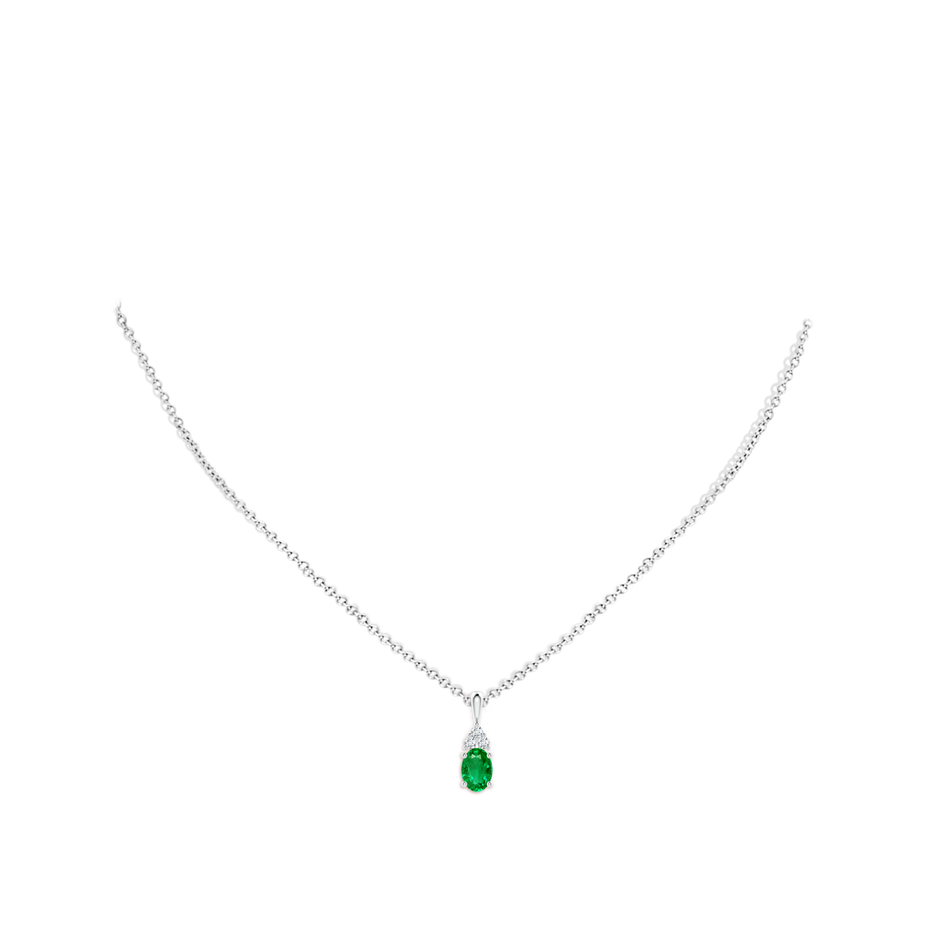 7x5mm AAA Oval Emerald Solitaire Pendant with Trio Diamond in P950 Platinum pen