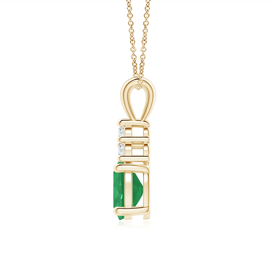 8x6mm A Oval Emerald Solitaire Pendant with Trio Diamond in Yellow Gold side 199