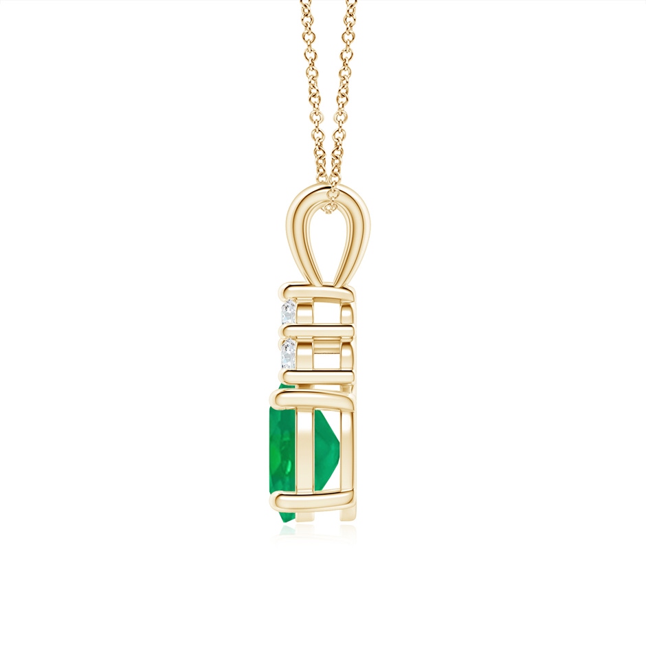 8x6mm AA Oval Emerald Solitaire Pendant with Trio Diamond in Yellow Gold side 199