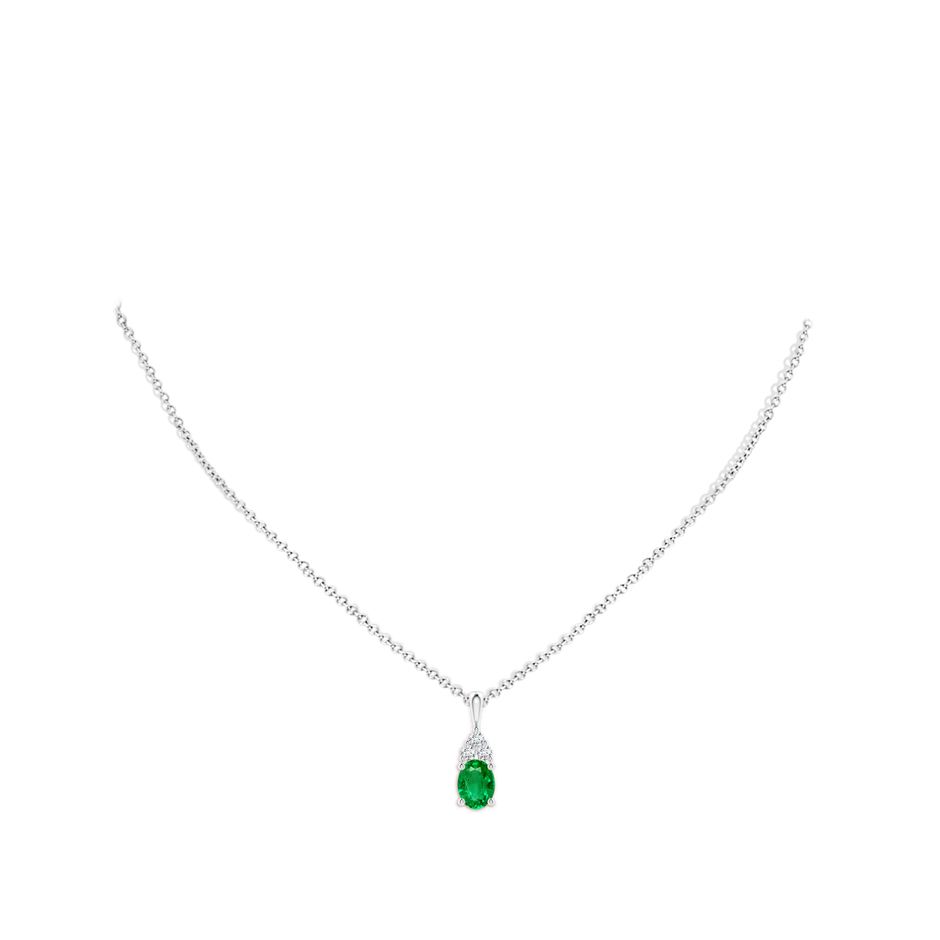 8x6mm AAA Oval Emerald Solitaire Pendant with Trio Diamond in P950 Platinum pen