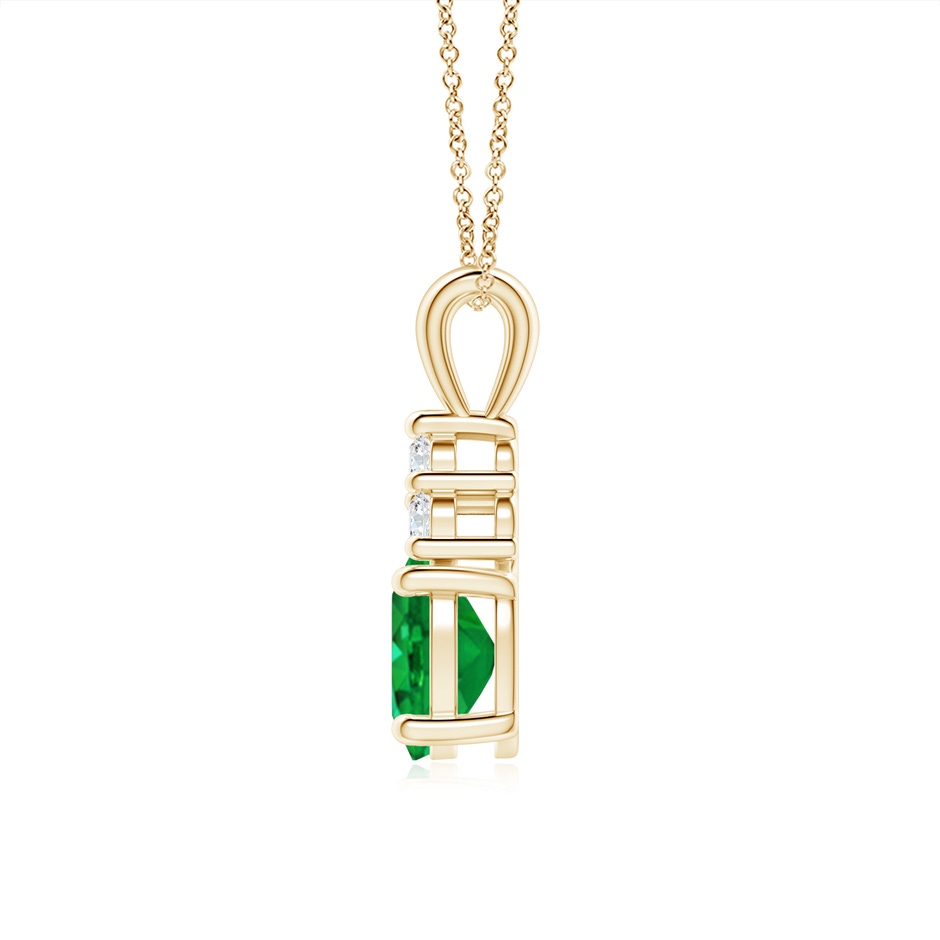 8x6mm AAA Oval Emerald Solitaire Pendant with Trio Diamond in Yellow Gold side 199