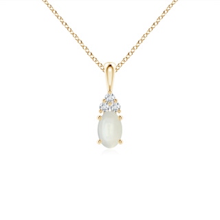 6x4mm AAAA Oval Moonstone Solitaire Pendant with Trio Diamond in Yellow Gold