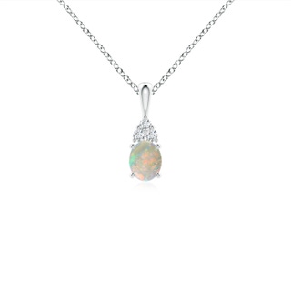 5x4mm AAAA Oval Opal Solitaire Pendant with Trio Diamond in P950 Platinum