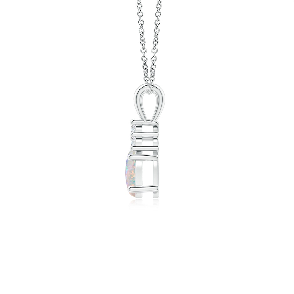 6x4mm AAAA Oval Opal Solitaire Pendant with Trio Diamond in P950 Platinum side-1