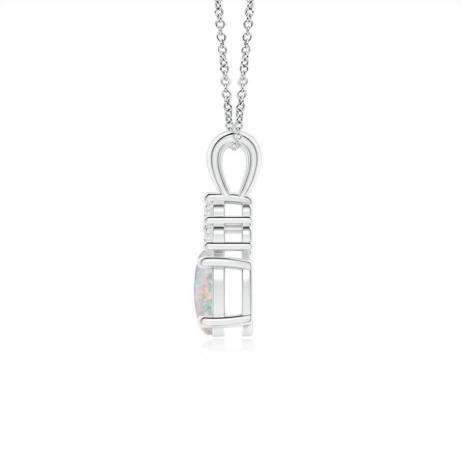 7x5mm AAAA Oval Opal Solitaire Pendant with Trio Diamond in P950 Platinum side-1
