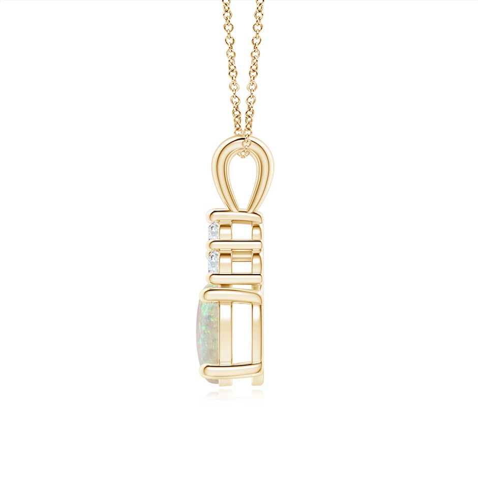 8x6mm AAA Oval Opal Solitaire Pendant with Trio Diamond in Yellow Gold side-1