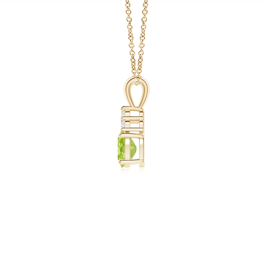 5x4mm AA Oval Peridot Solitaire Pendant with Trio Diamond in Yellow Gold side-1