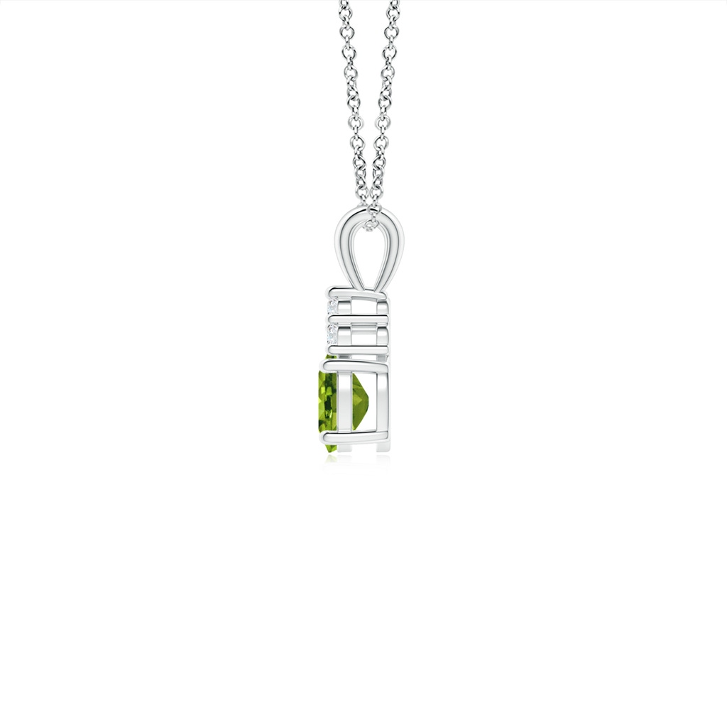 5x4mm AAAA Oval Peridot Solitaire Pendant with Trio Diamond in S999 Silver - side_1