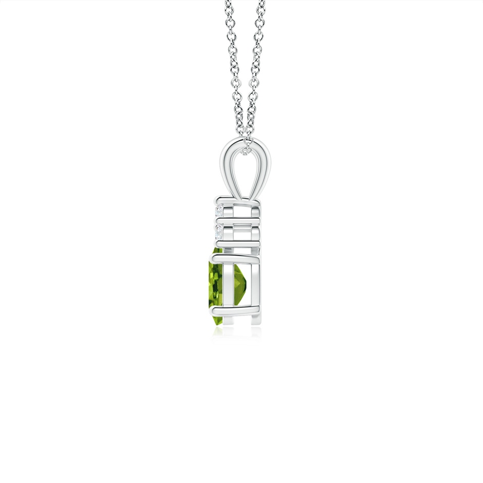 6x4mm AAAA Oval Peridot Solitaire Pendant with Trio Diamond in White Gold side-1