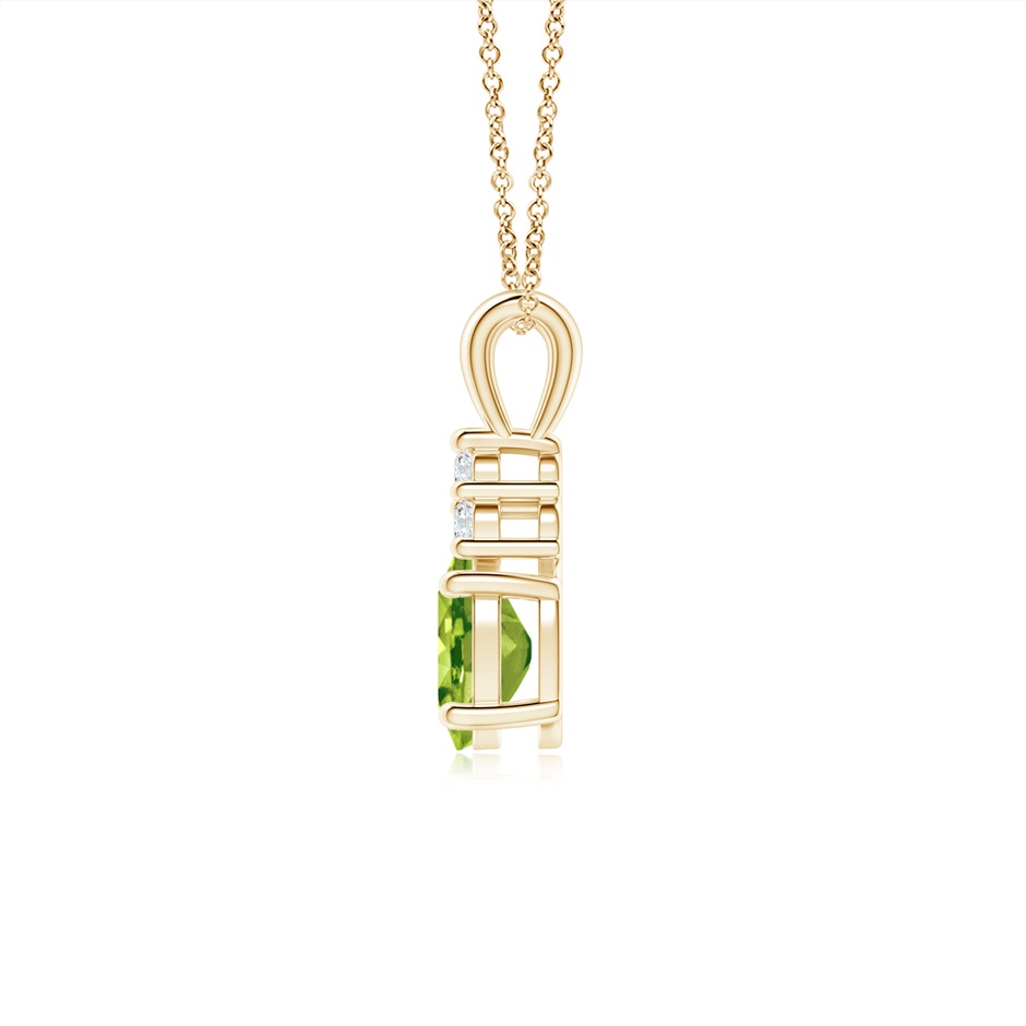 7x5mm AAA Oval Peridot Solitaire Pendant with Trio Diamond in Yellow Gold side-1