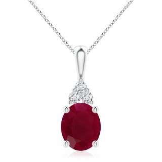 12x10mm A Oval Ruby Solitaire Pendant with Trio Diamond in S999 Silver