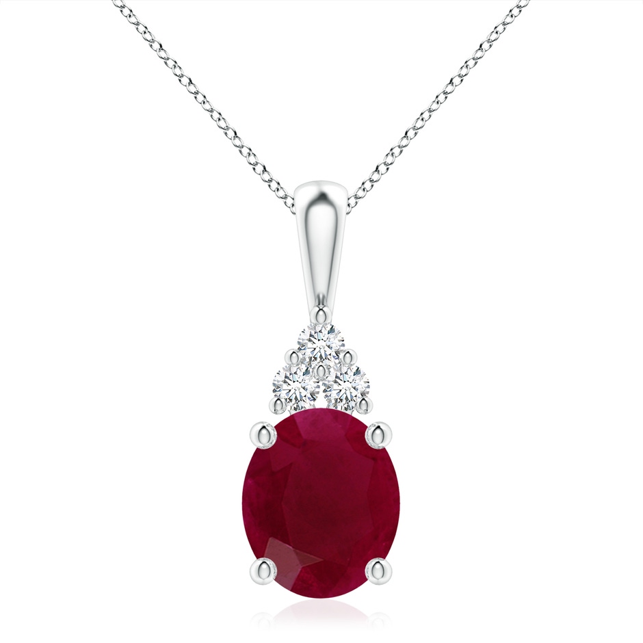 12x10mm A Oval Ruby Solitaire Pendant with Trio Diamond in S999 Silver 