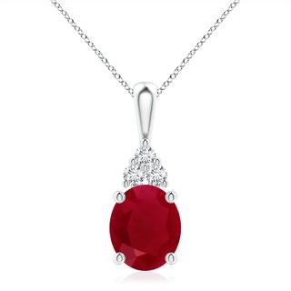 12x10mm AA Oval Ruby Solitaire Pendant with Trio Diamond in P950 Platinum