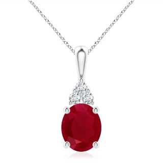 12x10mm AA Oval Ruby Solitaire Pendant with Trio Diamond in S999 Silver