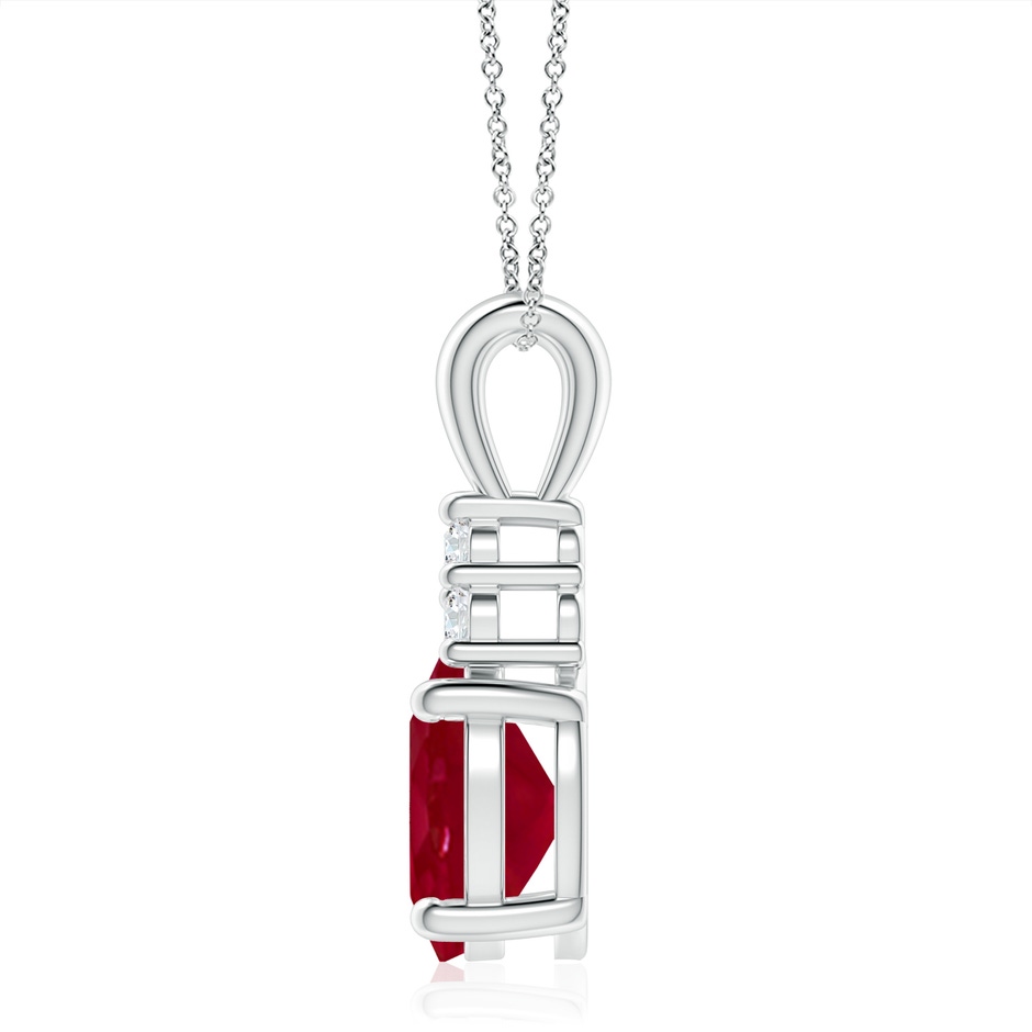 12x10mm AA Oval Ruby Solitaire Pendant with Trio Diamond in S999 Silver side 199