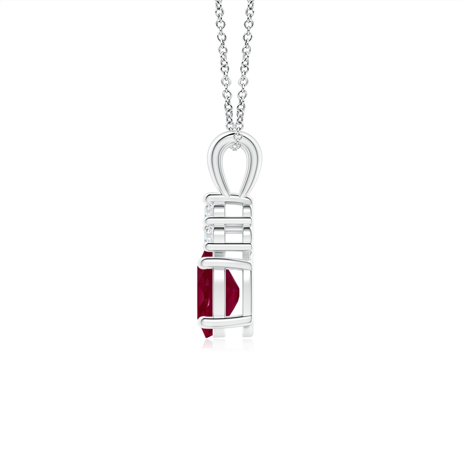 7x5mm A Oval Ruby Solitaire Pendant with Trio Diamond in White Gold side 199