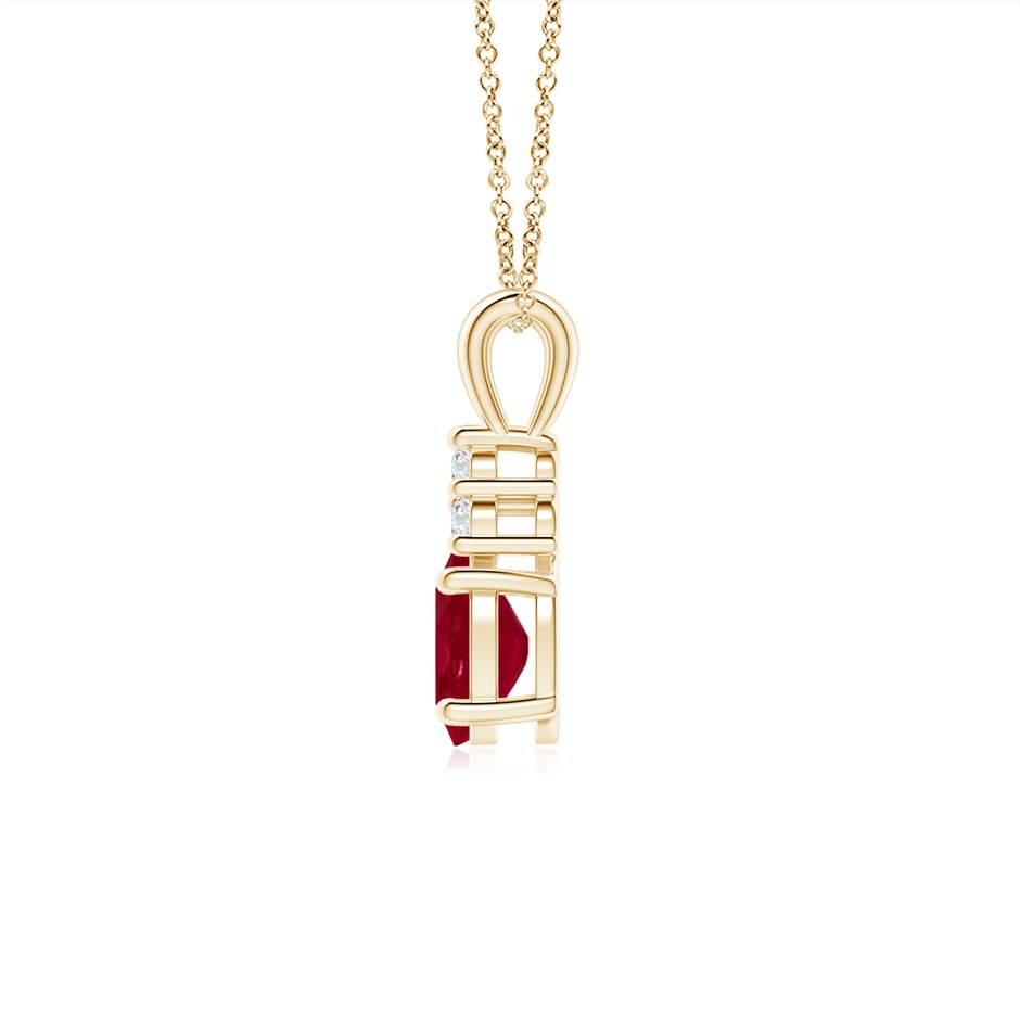 7x5mm AA Oval Ruby Solitaire Pendant with Trio Diamond in Yellow Gold side 199