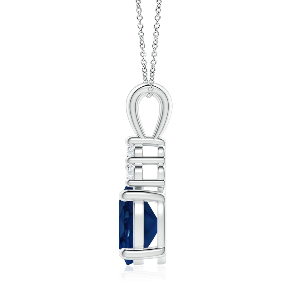10x8mm AA Oval Sapphire Solitaire Pendant with Trio Diamond in White Gold side 199
