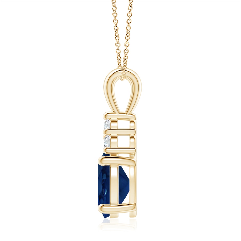 10x8mm AA Oval Sapphire Solitaire Pendant with Trio Diamond in Yellow Gold side 199