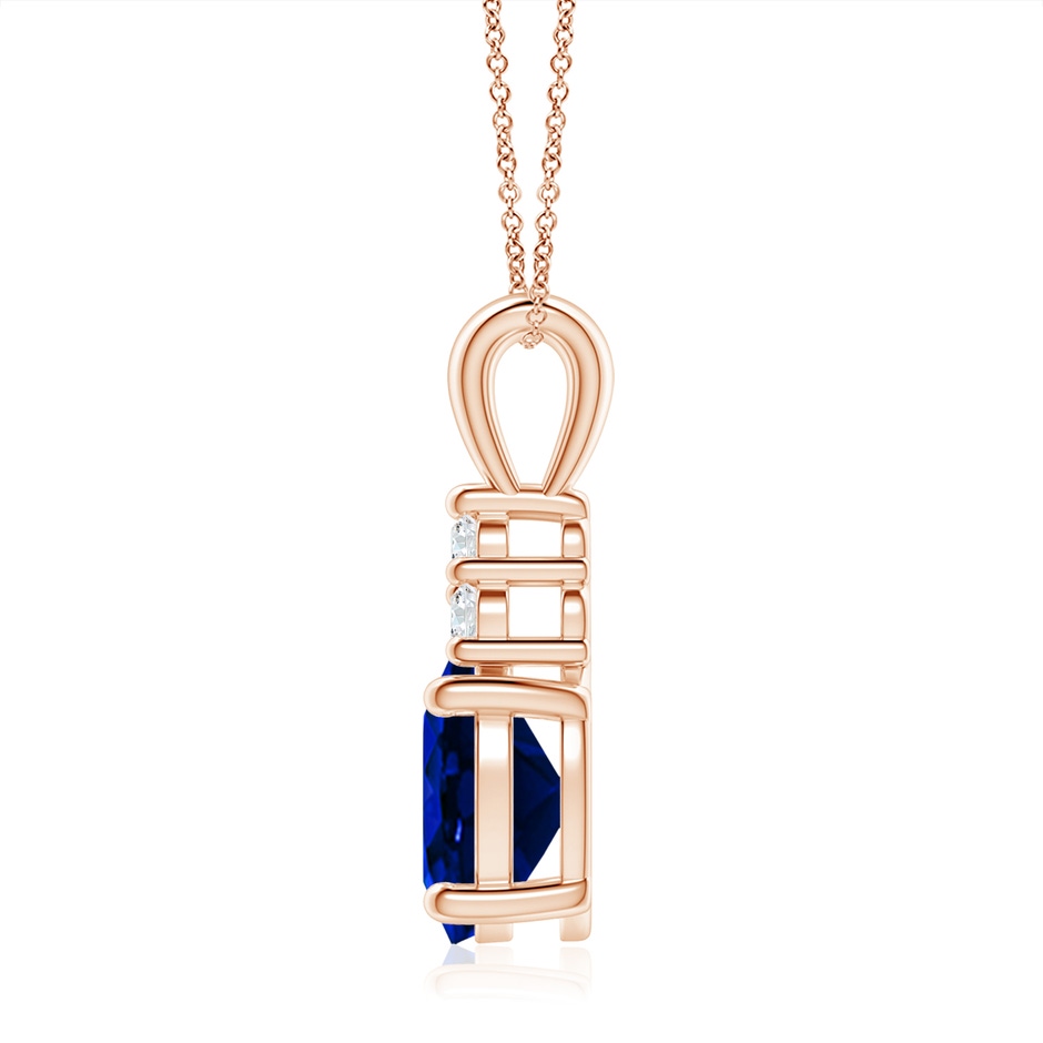 10x8mm AAAA Oval Sapphire Solitaire Pendant with Trio Diamond in Rose Gold side 199