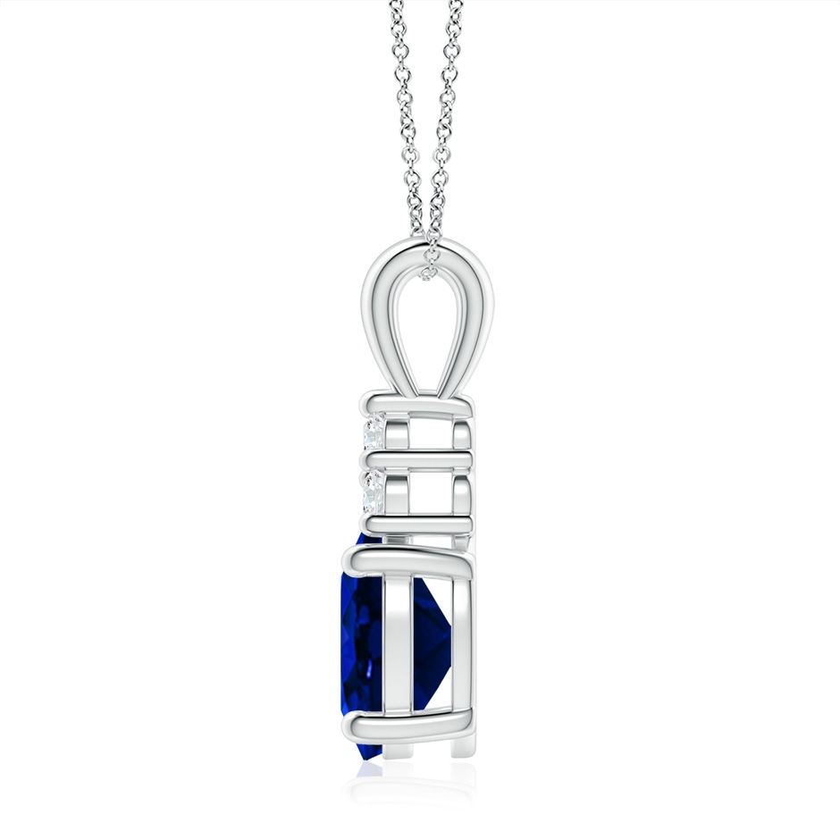 10x8mm AAAA Oval Sapphire Solitaire Pendant with Trio Diamond in S999 Silver side 199