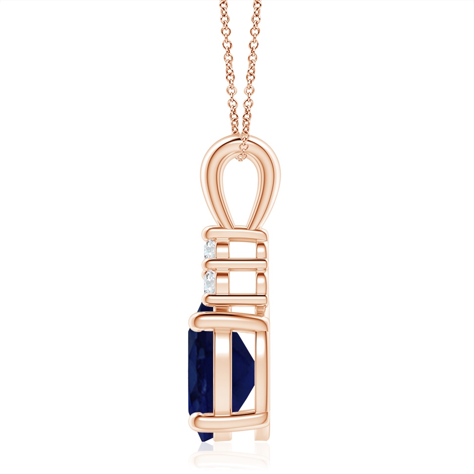 12x10mm A Oval Sapphire Solitaire Pendant with Trio Diamond in Rose Gold side 199