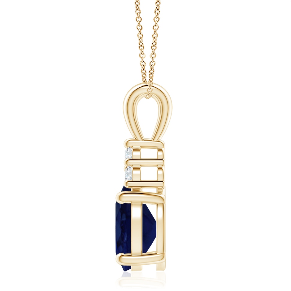 12x10mm A Oval Sapphire Solitaire Pendant with Trio Diamond in Yellow Gold side 199