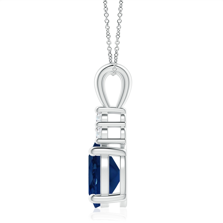 12x10mm AA Oval Sapphire Solitaire Pendant with Trio Diamond in S999 Silver side 199