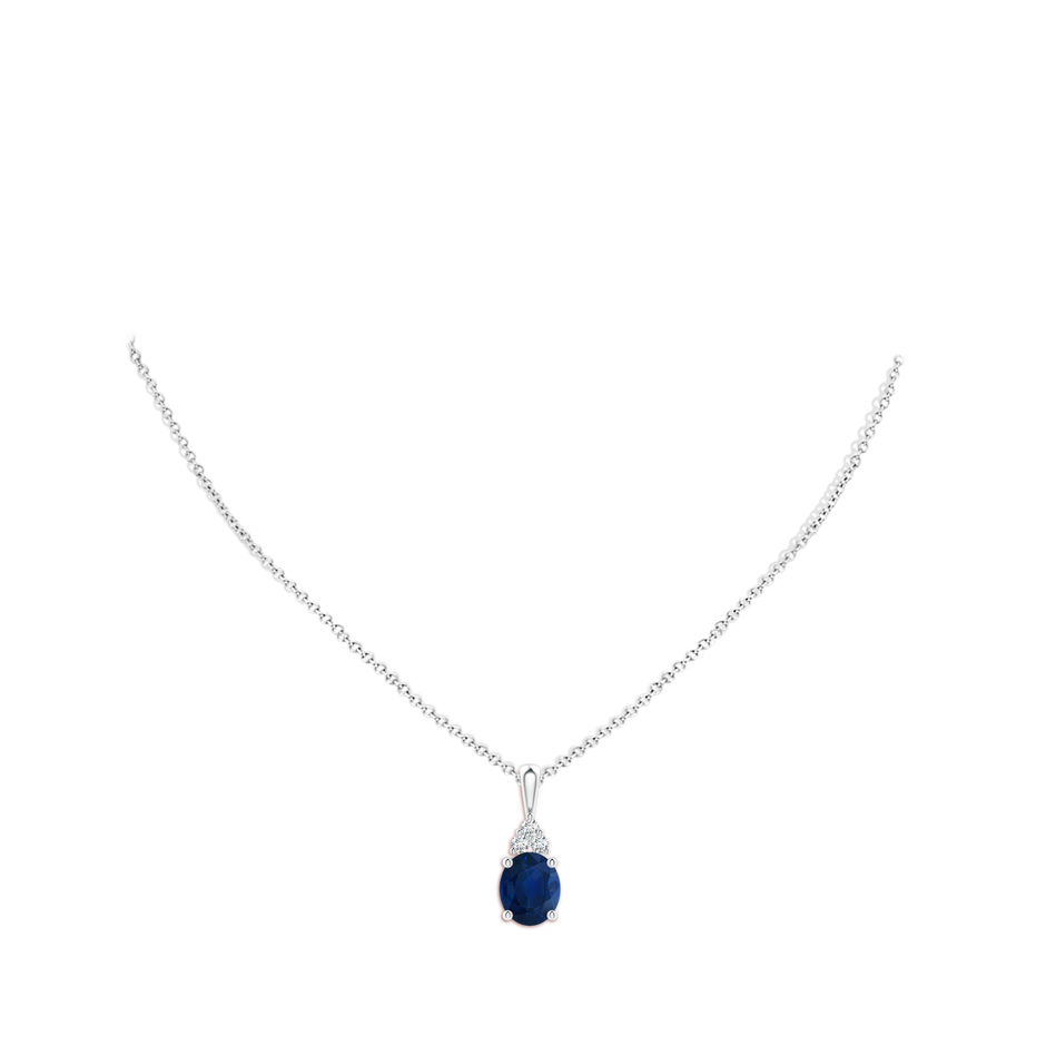 12x10mm AA Oval Sapphire Solitaire Pendant with Trio Diamond in S999 Silver pen