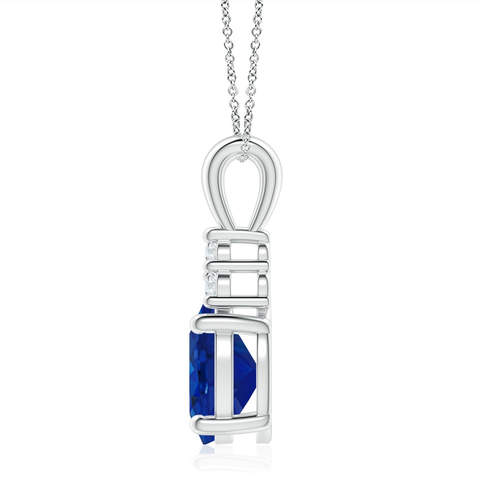 12x10mm AAA Oval Sapphire Solitaire Pendant with Trio Diamond in S999 Silver side 199