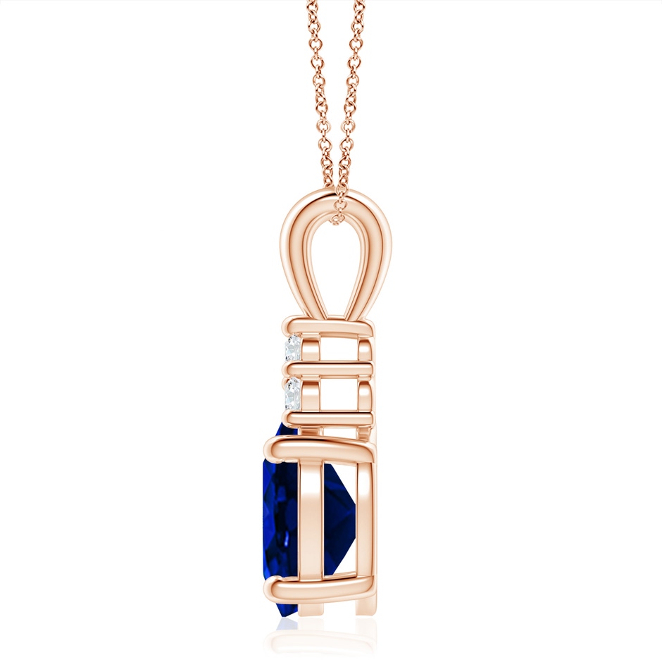 12x10mm AAAA Oval Sapphire Solitaire Pendant with Trio Diamond in Rose Gold side 199
