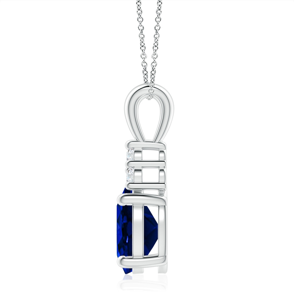 12x10mm AAAA Oval Sapphire Solitaire Pendant with Trio Diamond in S999 Silver side 199