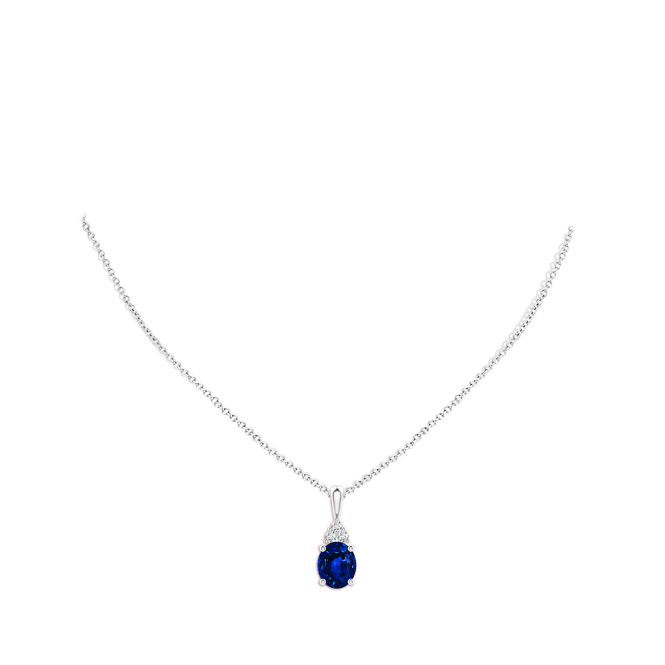 12x10mm AAAA Oval Sapphire Solitaire Pendant with Trio Diamond in S999 Silver pen