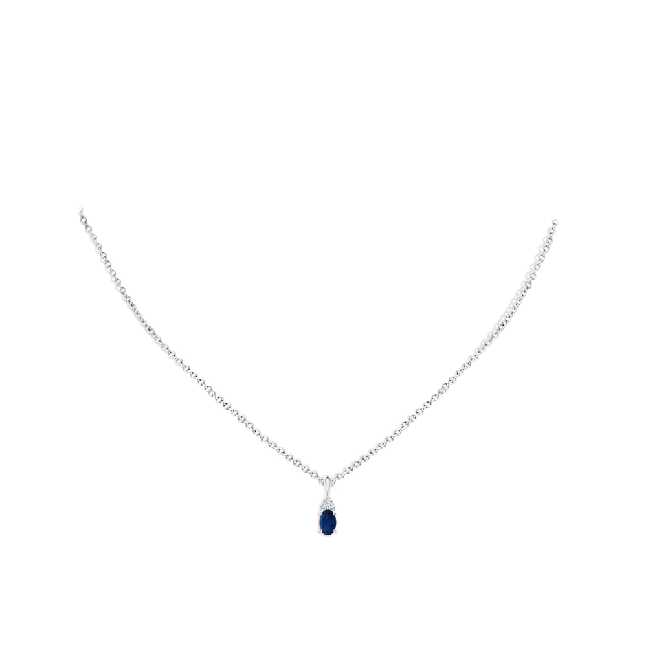 6x4mm AA Oval Sapphire Solitaire Pendant with Trio Diamond in P950 Platinum pen