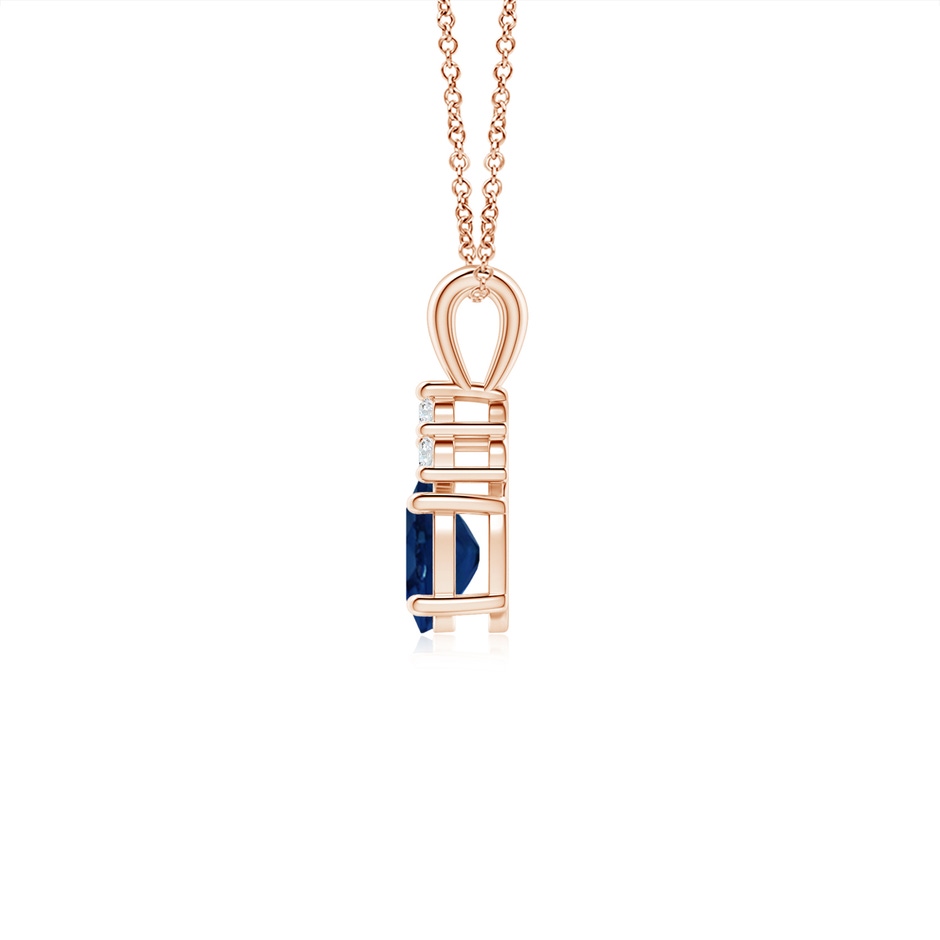 6x4mm AA Oval Sapphire Solitaire Pendant with Trio Diamond in Rose Gold side 199