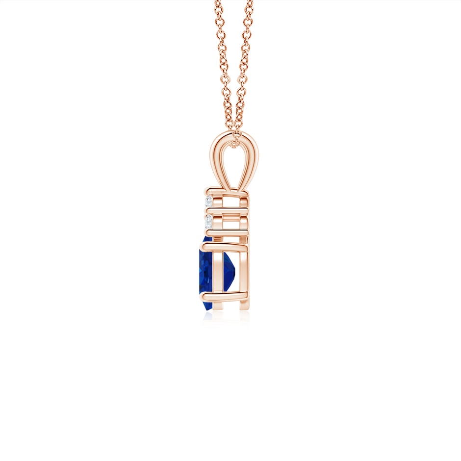6x4mm AAA Oval Sapphire Solitaire Pendant with Trio Diamond in Rose Gold side 199