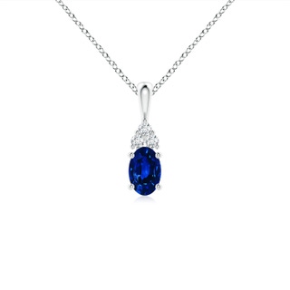 6x4mm AAAA Oval Sapphire Solitaire Pendant with Trio Diamond in P950 Platinum