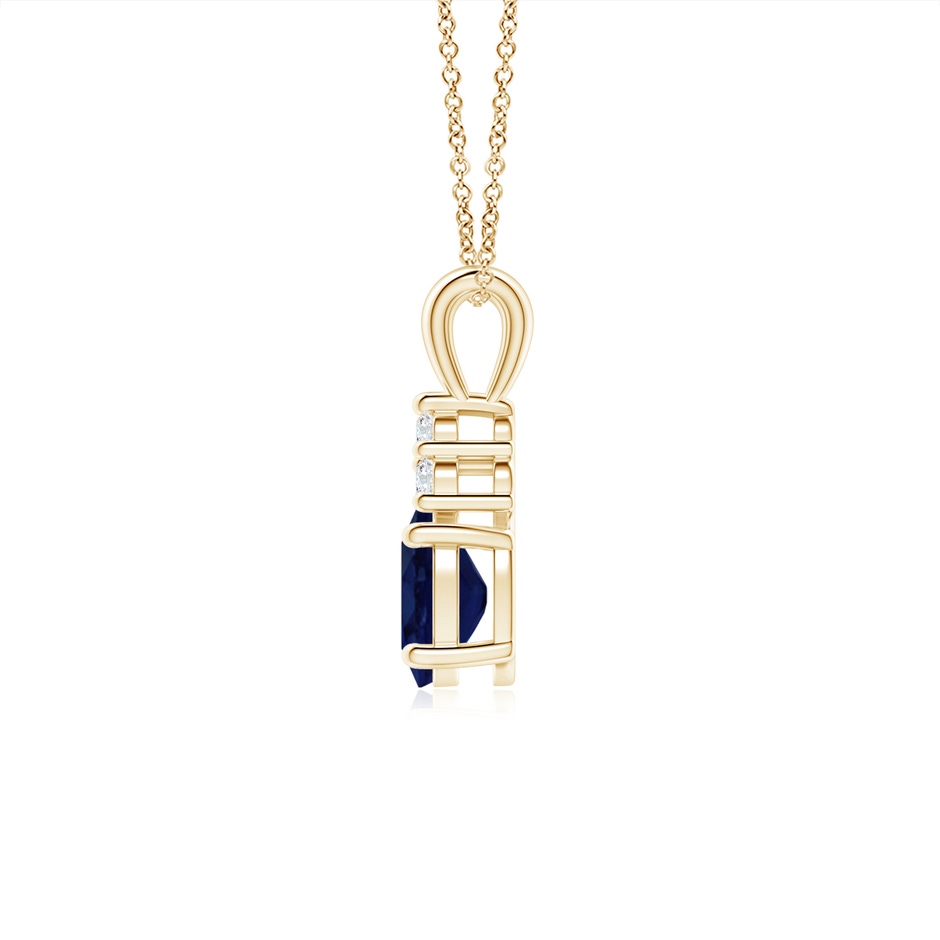 7x5mm A Oval Sapphire Solitaire Pendant with Trio Diamond in Yellow Gold side 199