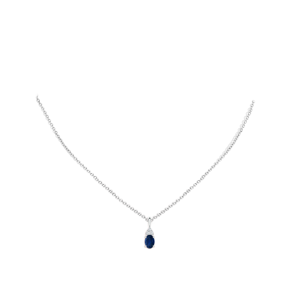 7x5mm AA Oval Sapphire Solitaire Pendant with Trio Diamond in P950 Platinum pen