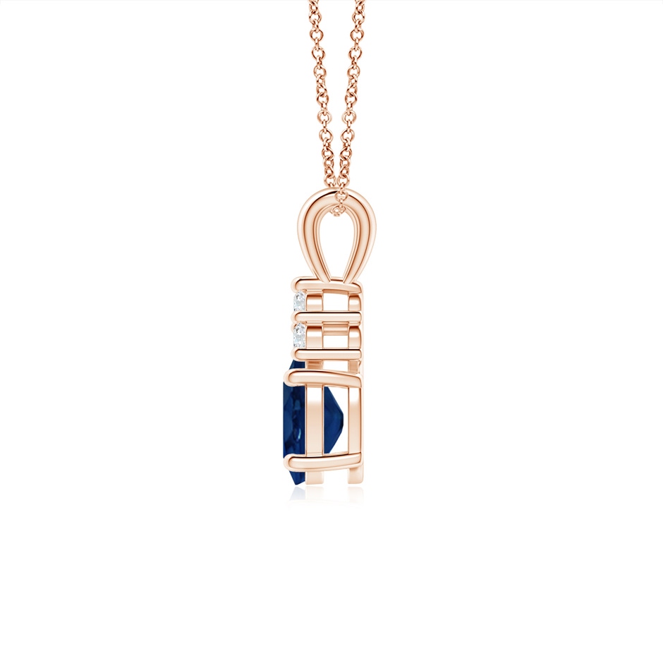 7x5mm AA Oval Sapphire Solitaire Pendant with Trio Diamond in Rose Gold side 199