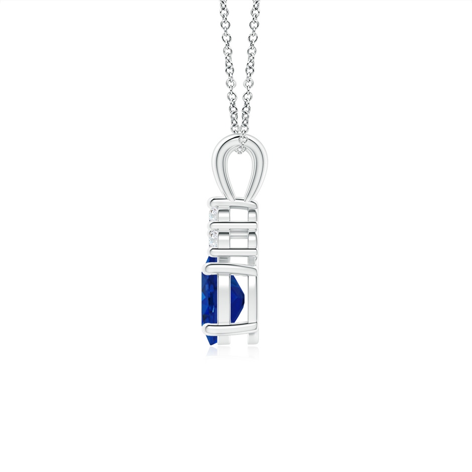 7x5mm AAA Oval Sapphire Solitaire Pendant with Trio Diamond in White Gold side 199