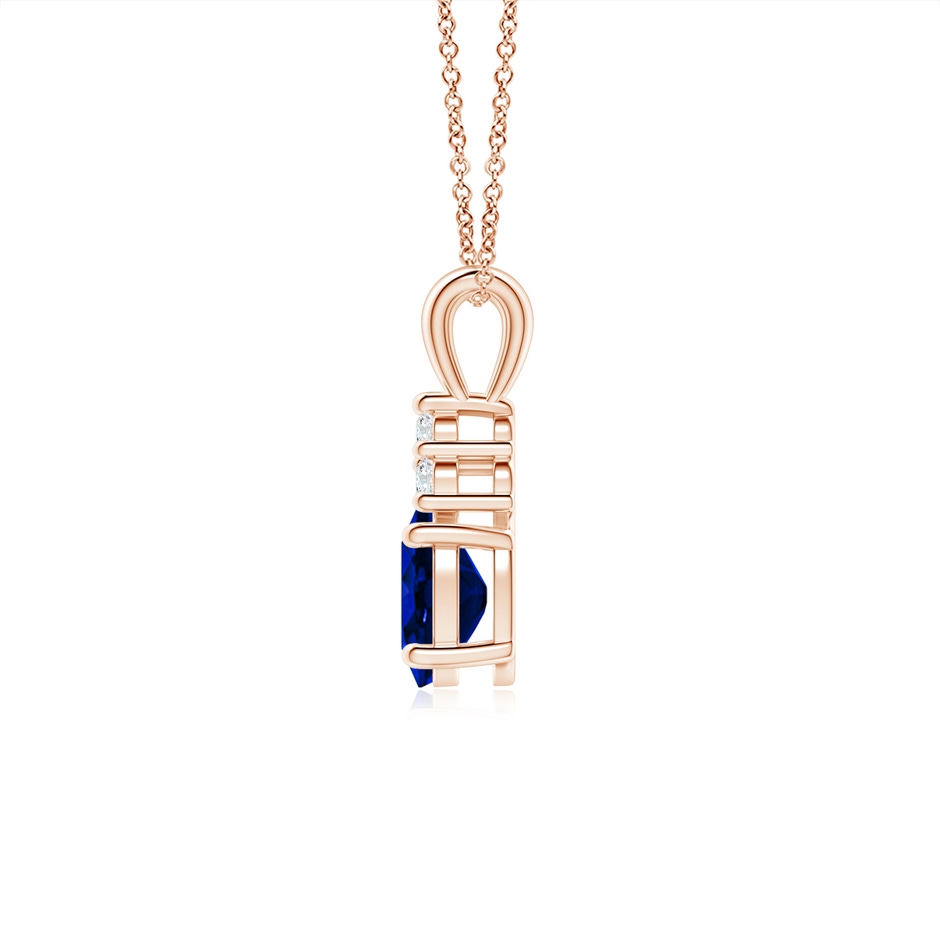 7x5mm AAAA Oval Sapphire Solitaire Pendant with Trio Diamond in Rose Gold side 199
