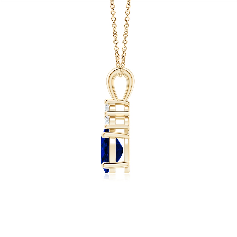 7x5mm AAAA Oval Sapphire Solitaire Pendant with Trio Diamond in Yellow Gold side 199